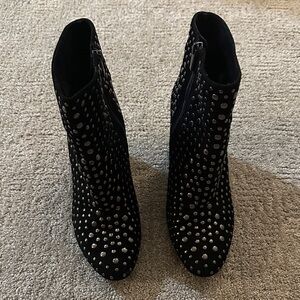 Vince Camuto Black Studded Suede Ankle Booties